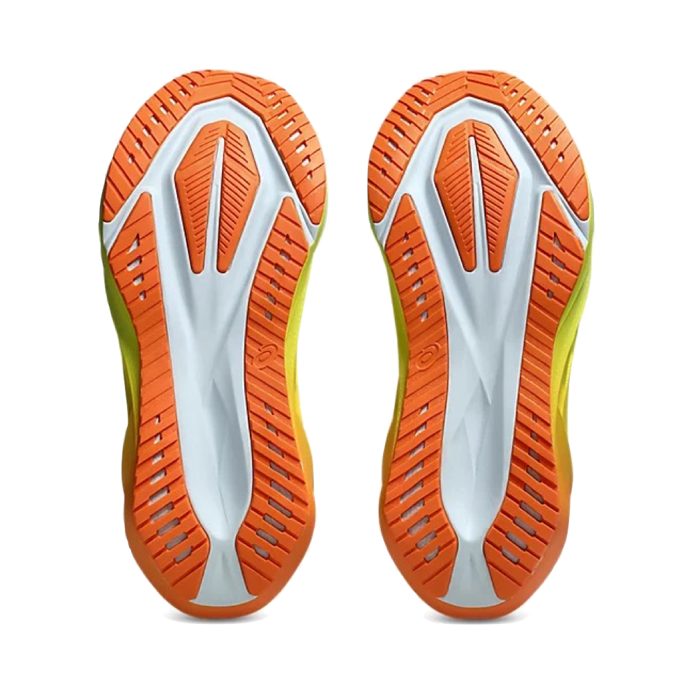 Bottom view of Asics Novablast 5 Sunny Sizzle Sneaker for men.