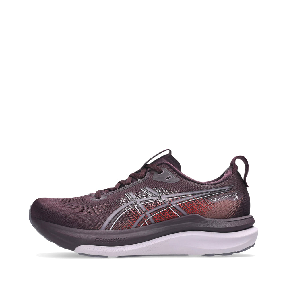 Side (left) view of Asics Gel-Kayano 33 Sneaker for women.