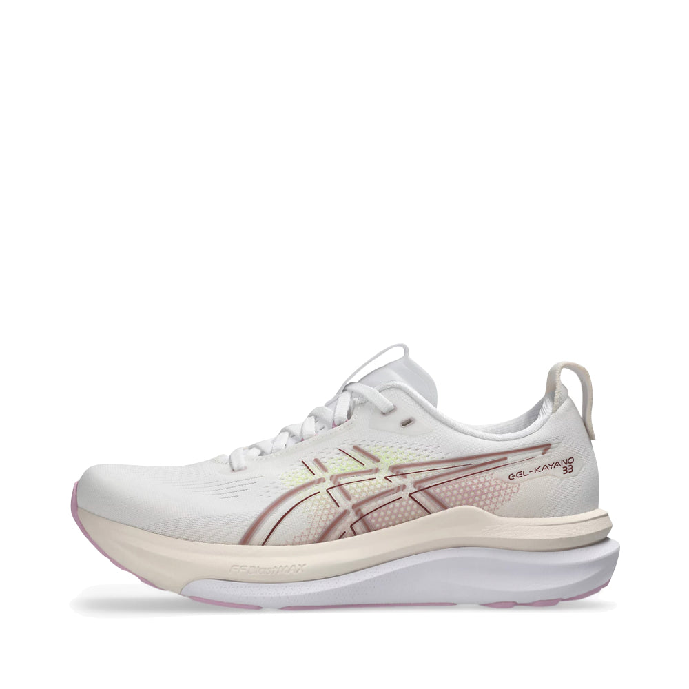 Side (left) view of Asics Gel-Kayano 33 Sneaker for women.