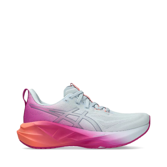 Side (right) view of Asics Novablast 5 Sunny Sizzle Sneaker for women.