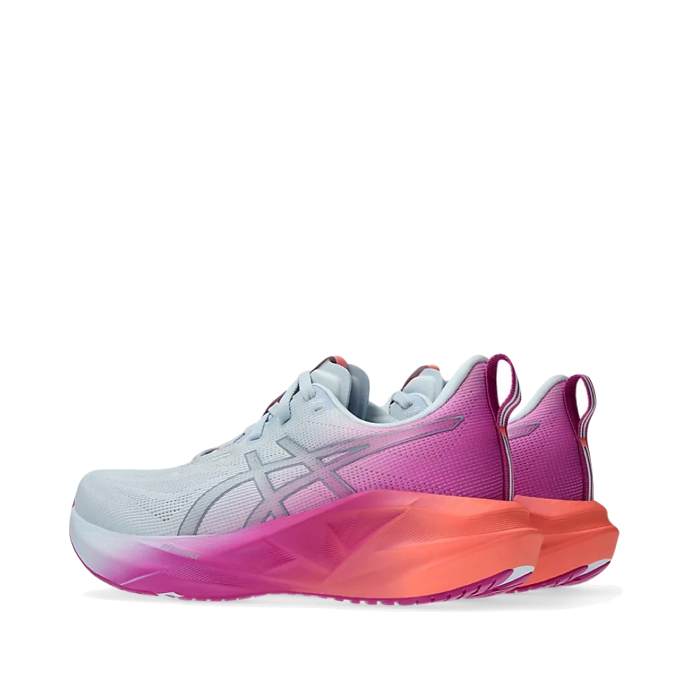 Heel view of Asics Novablast 5 Sunny Sizzle Sneaker for women.