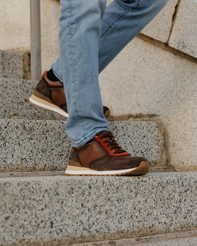 Josef Seibel Men's Axel 01 Lace Sneaker in Brown Moro Suede