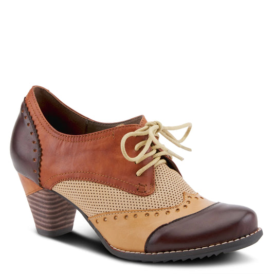 Spring Step Women's Bardot Tie Heel in Brown Multi