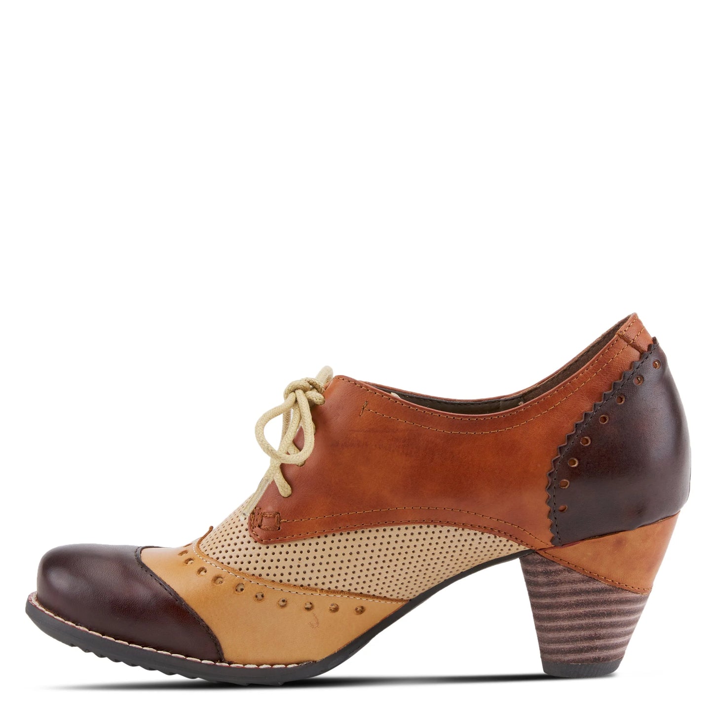 Spring Step Women's Bardot Tie Heel in Brown Multi