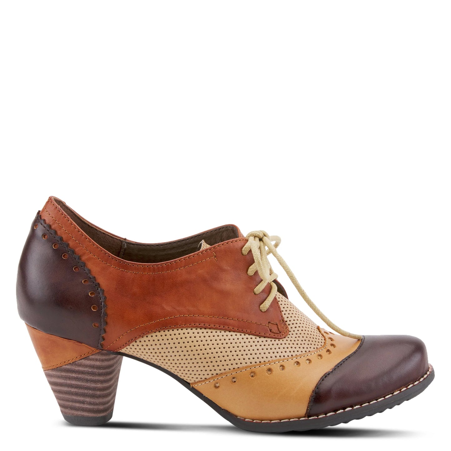 Spring Step Women's Bardot Tie Heel in Brown Multi