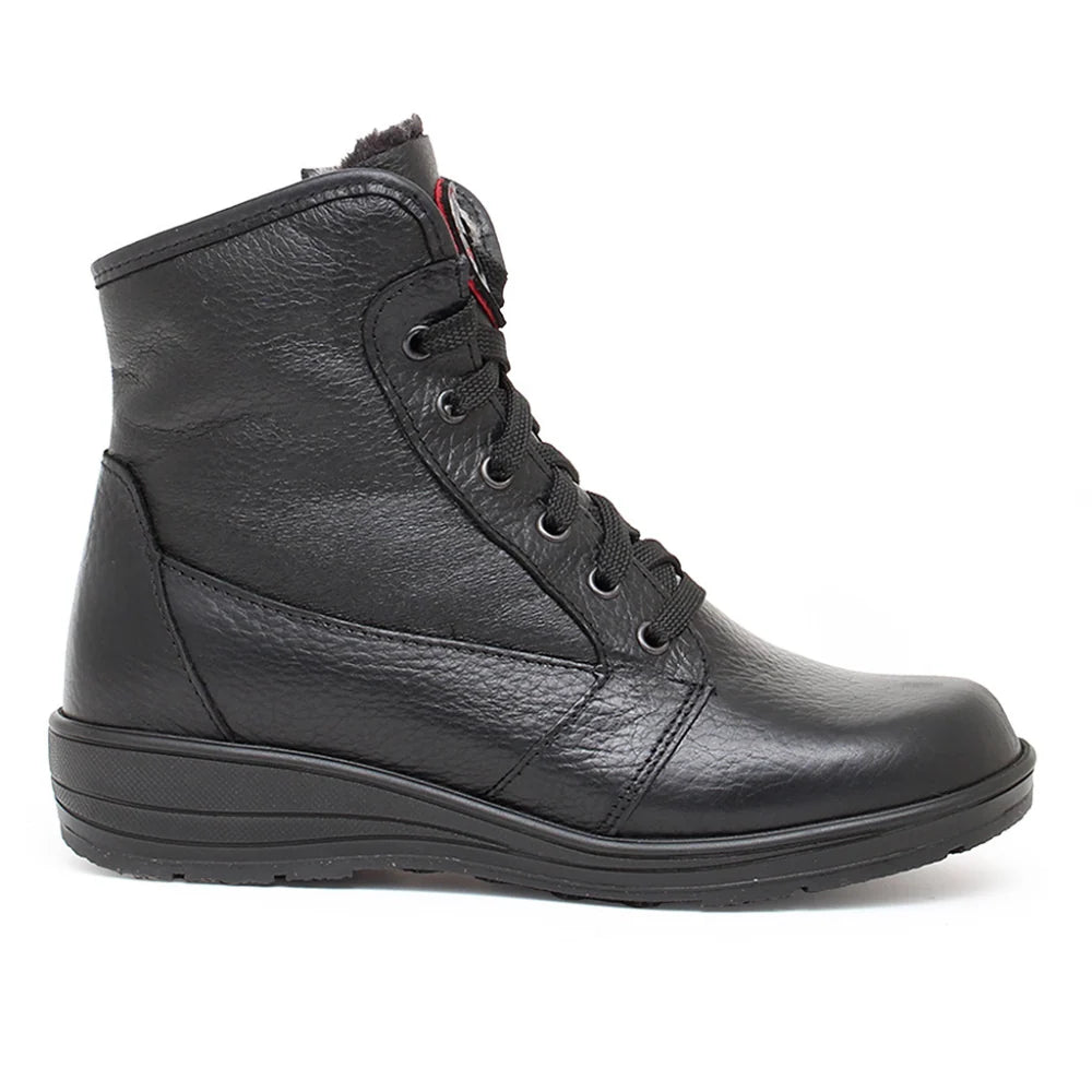 Toe Warmers Women's Blue Mountain Side Zip Lace Waterproof Boot in Black