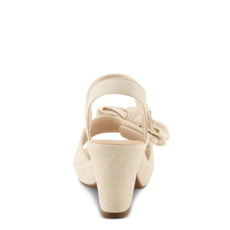 Spring Step Women's Bowdee Heeled Sandal in Bone