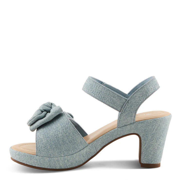 Spring Step Women's Bowdee Heeled Sandal in Denim