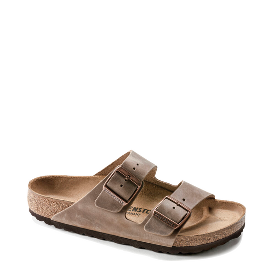 Birkenstock Arizona Oiled Leather Soft Footbed Sandal in Tobacco Brown