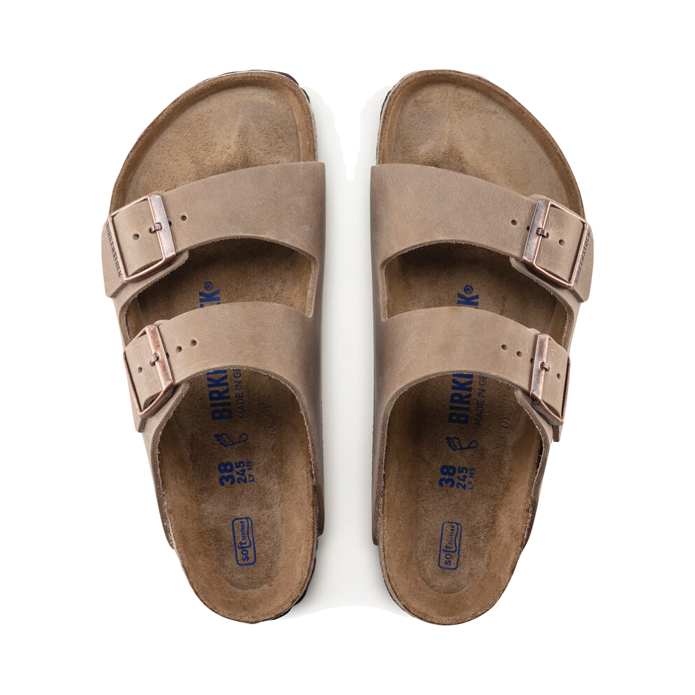 Birkenstock Arizona Oiled Leather Soft Footbed Sandal in Tobacco Brown –  V&A Bootery INC