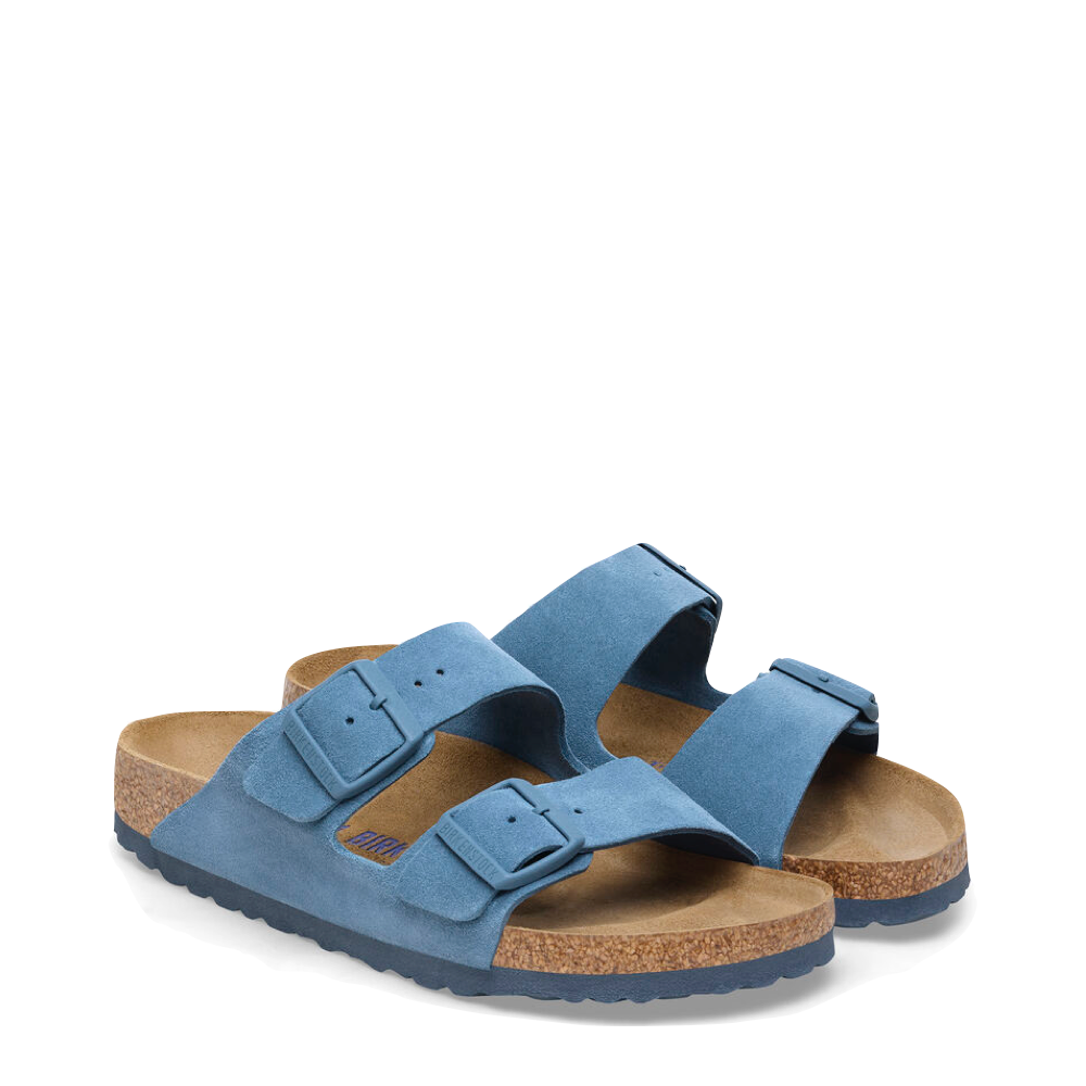 Toe view of Birkenstock Arizona Suede Soft Footbed Sandal for unisex.