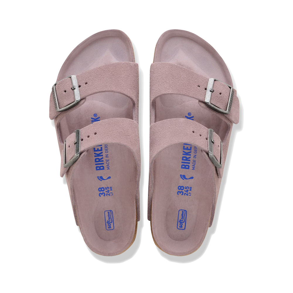 Top-down view of Birkenstock Arizona Suede Soft Footbed Sandal. 