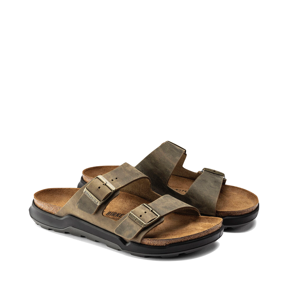 Toe view of Birkenstock Arizona Rugged Leather Slide Sandal for men.