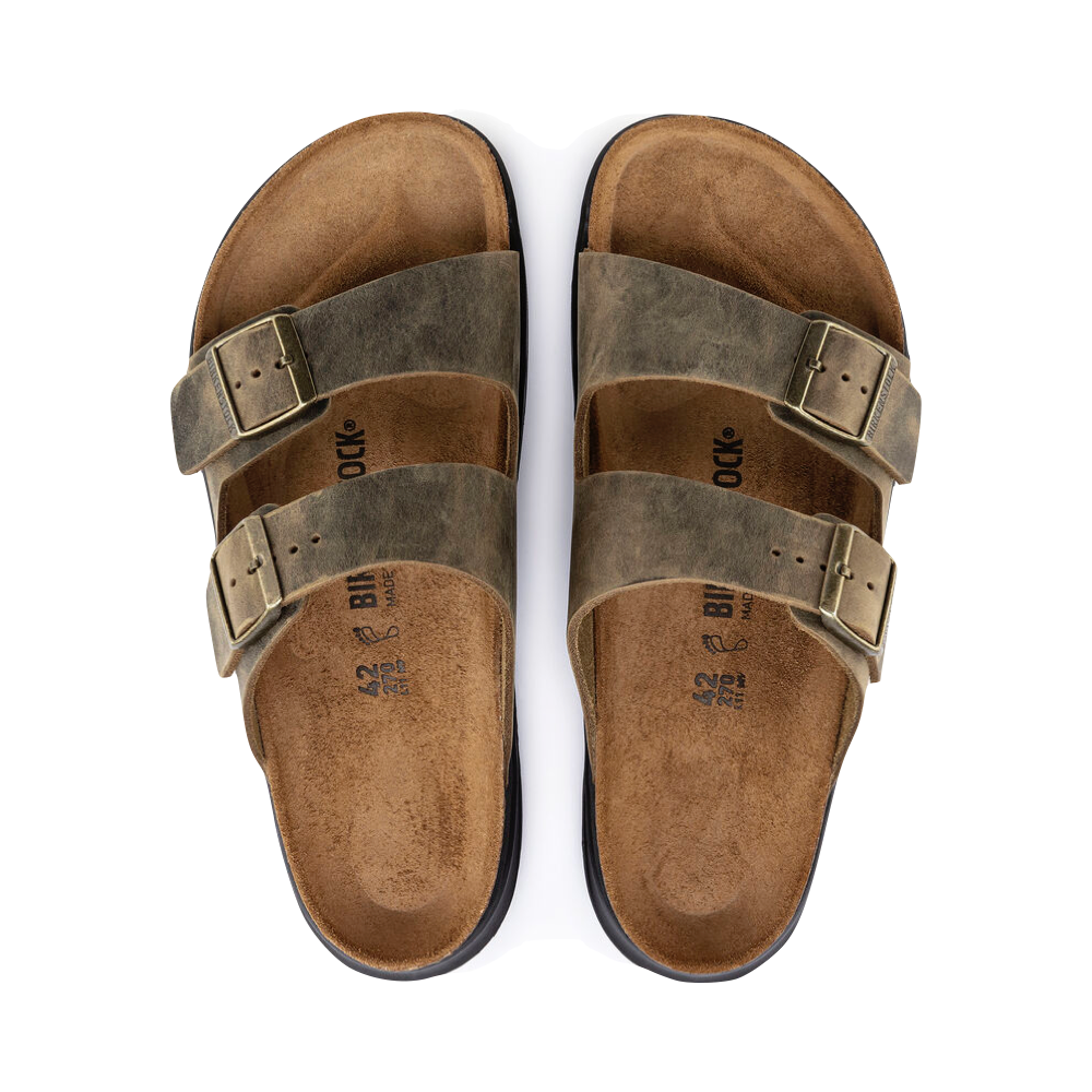 Top-down view of Birkenstock Arizona Rugged Leather Slide Sandal for men.