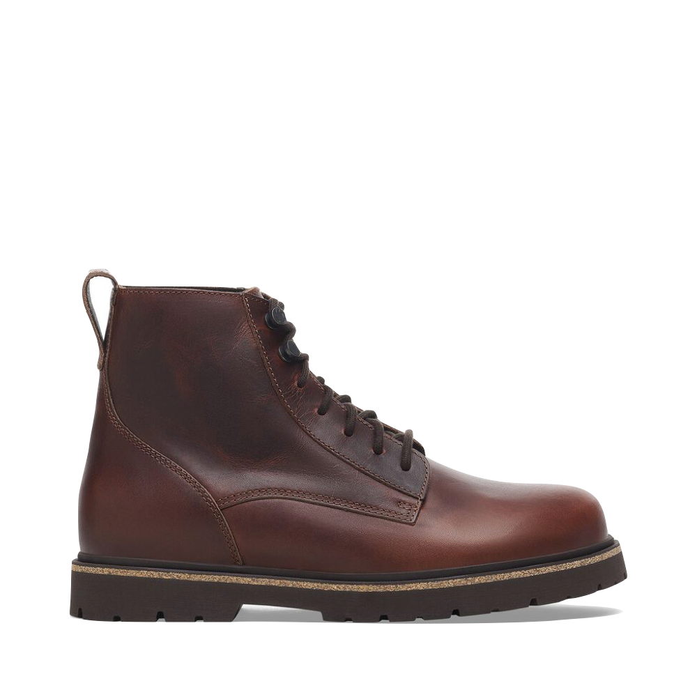 Side (right) view of Birkenstock Highwood Leather Lace Boot for men.