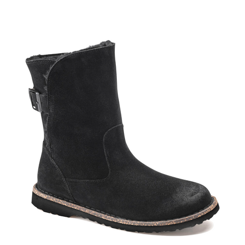 Birkenstock Uppsala Shearling Suede Leather Pull On Boot in Black