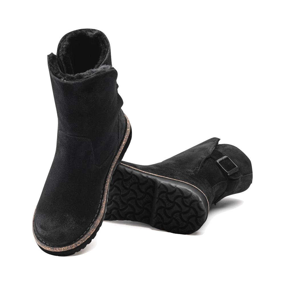 Birkenstock Uppsala Shearling Suede Leather Pull On Boot in Black