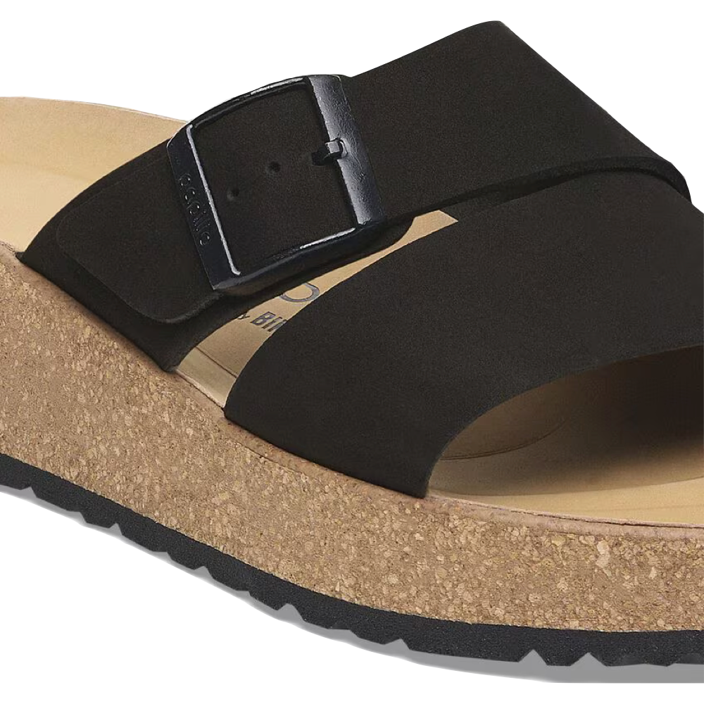 Detail view of Birkenstock Almina Slide Sandal for women.