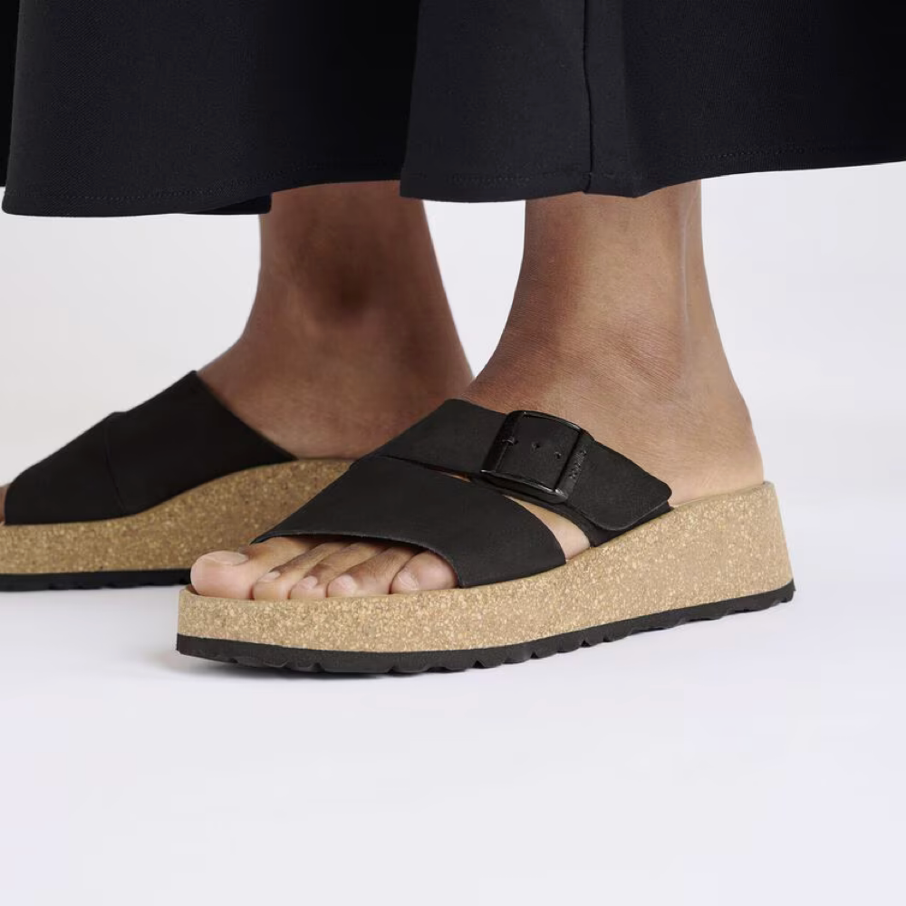 Model view of Birkenstock Almina Slide Sandal for women.
