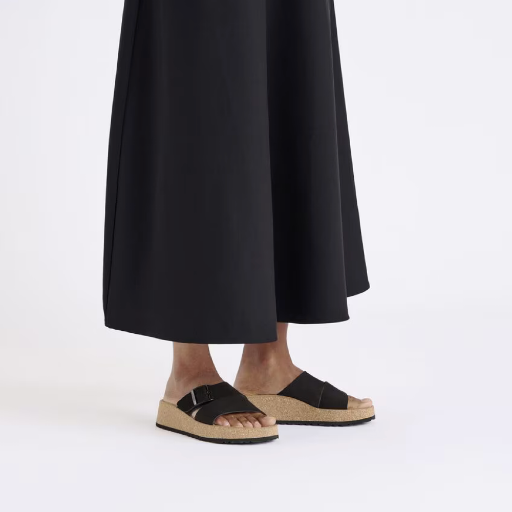 Model view of Birkenstock Almina Slide Sandal for women.