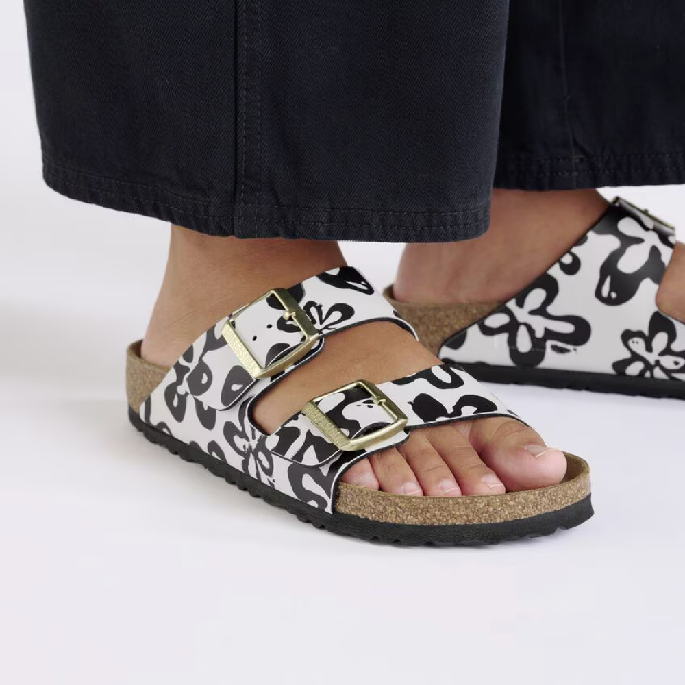 Model view of Birkenstock Arizona Birko-Flor Sandal for women. 
