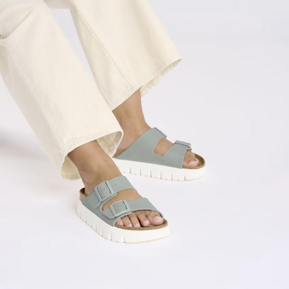 Model view of Birkenstock Arizona Chunky Birko-Flor Sandal for women.