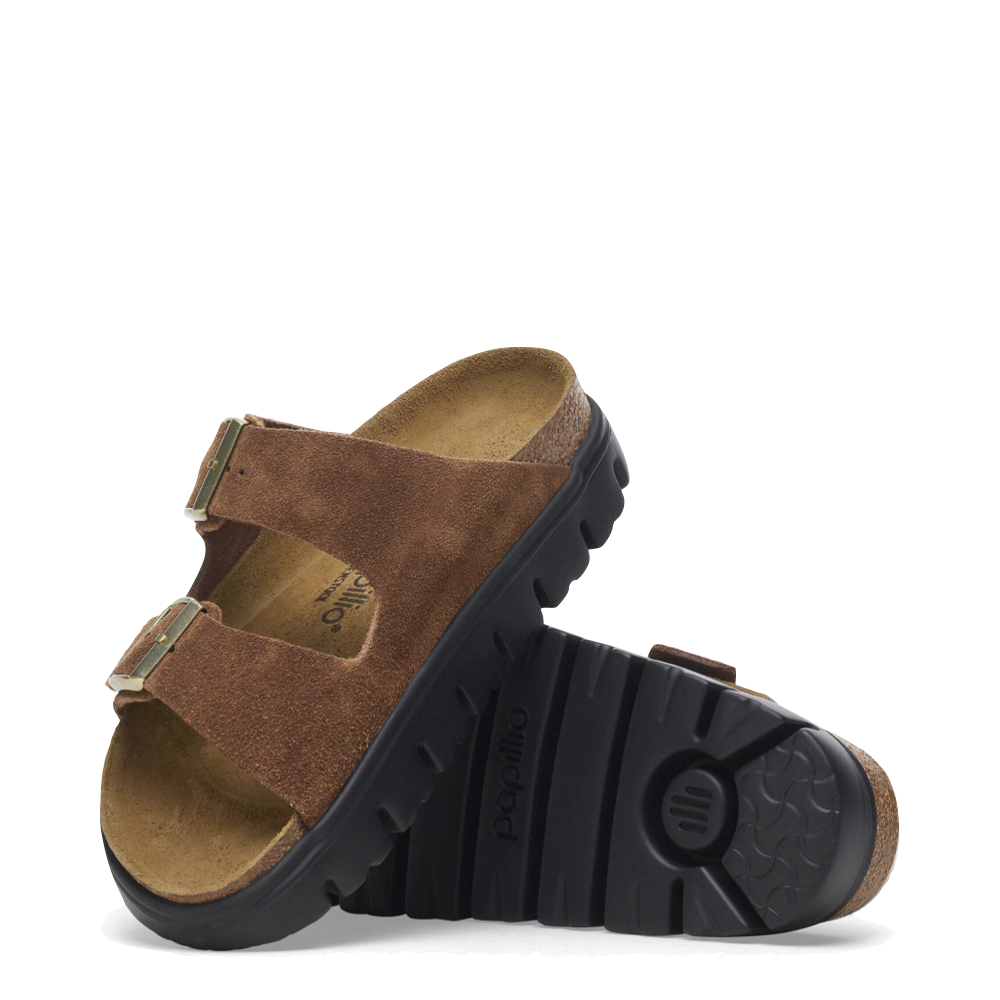 Top-down and bottom view of Birkenstock Arizona Chunky Two Strap Sandal for women.