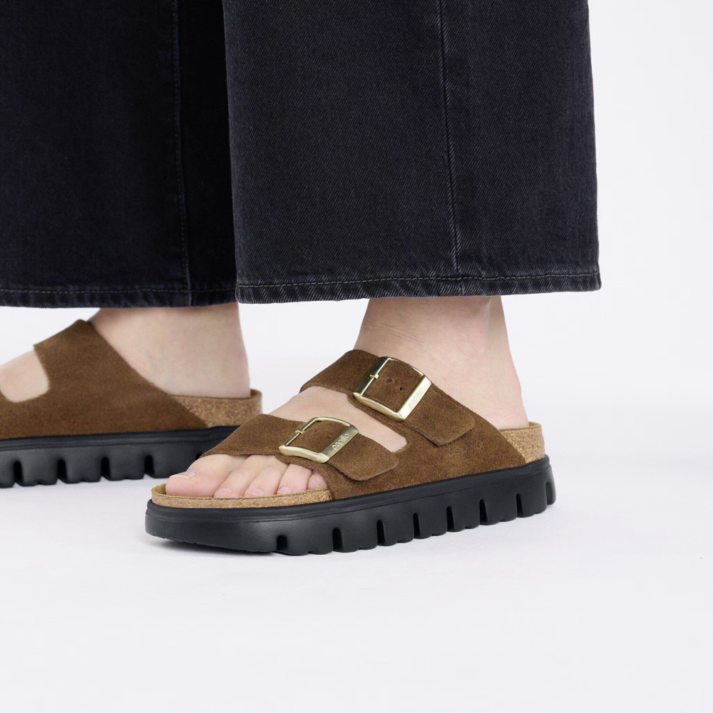Model view of Birkenstock Arizona Chunky Two Strap Sandal for women.