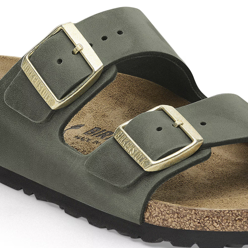 Detail view of Birkenstock Arizona Oiled Leather Sandal for women.