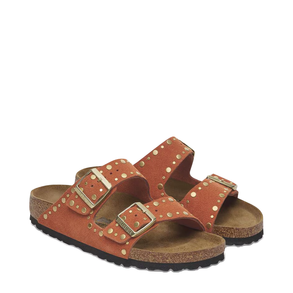 Toe view of Birkenstock Arizona Rivet Suede Sandal for women.