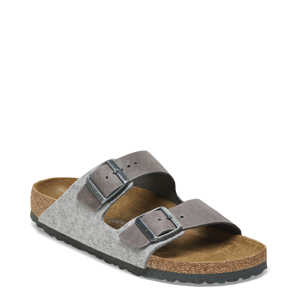Birkenstock Women's Arizona Wool/Leather Sandal in Light Grey