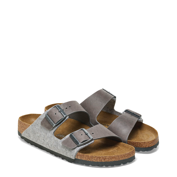 Birkenstock Women's Arizona Wool/Leather Sandal in Light Grey