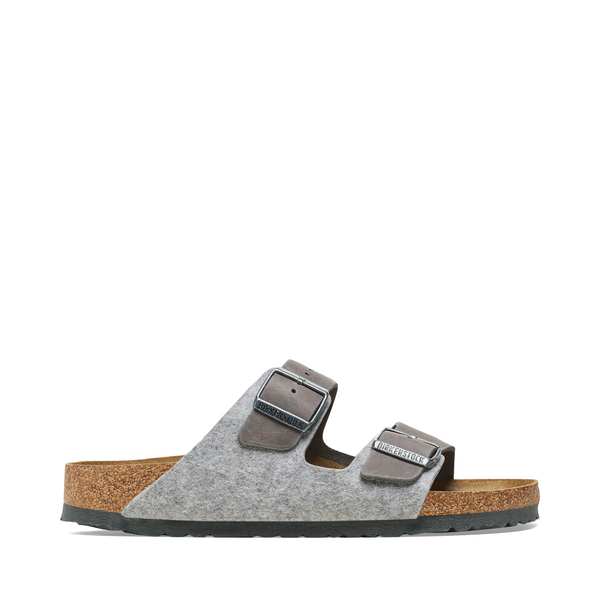 Birkenstock Women's Arizona Wool/Leather Sandal in Light Grey