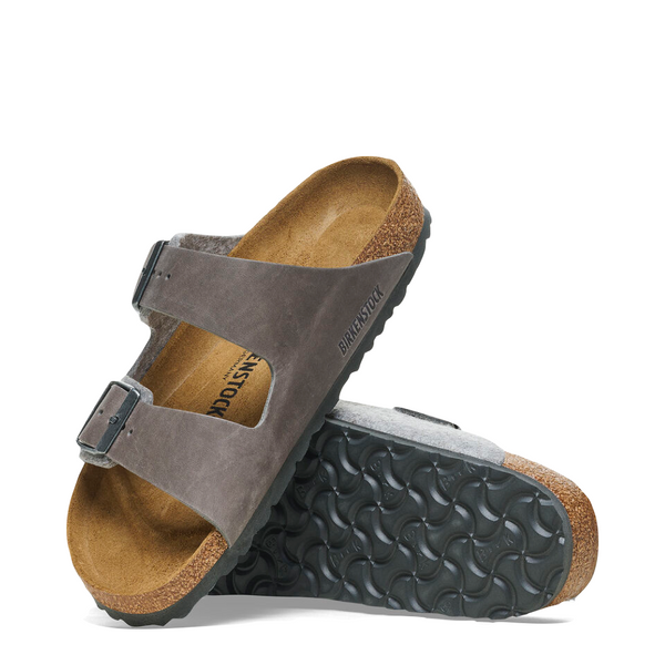Birkenstock Women's Arizona Wool/Leather Sandal in Light Grey