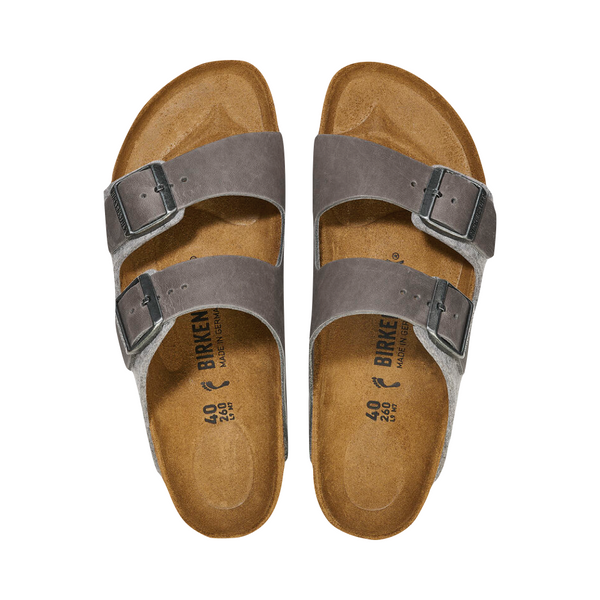 Birkenstock Women's Arizona Wool/Leather Sandal in Light Grey