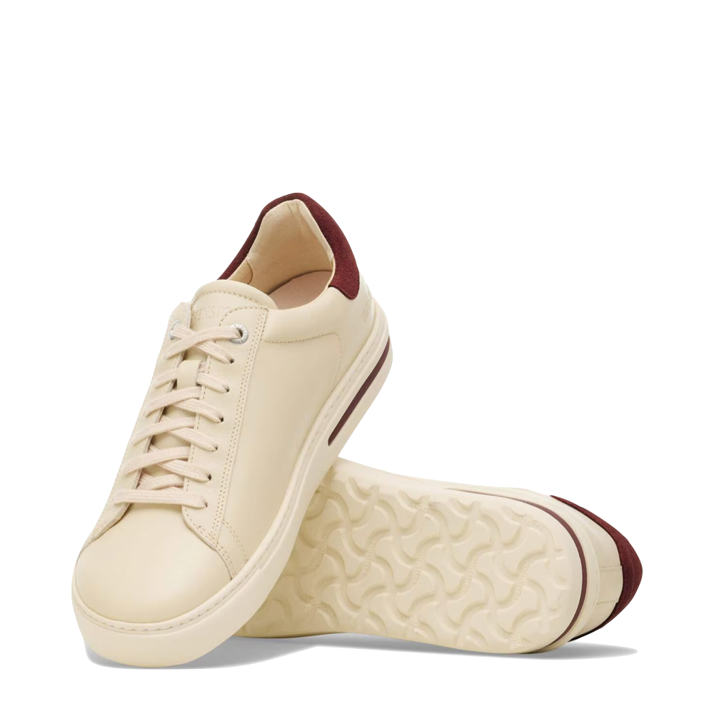 Top-down and bottom view of Birkenstock Bend Low Leather Lace Sneaker for women.