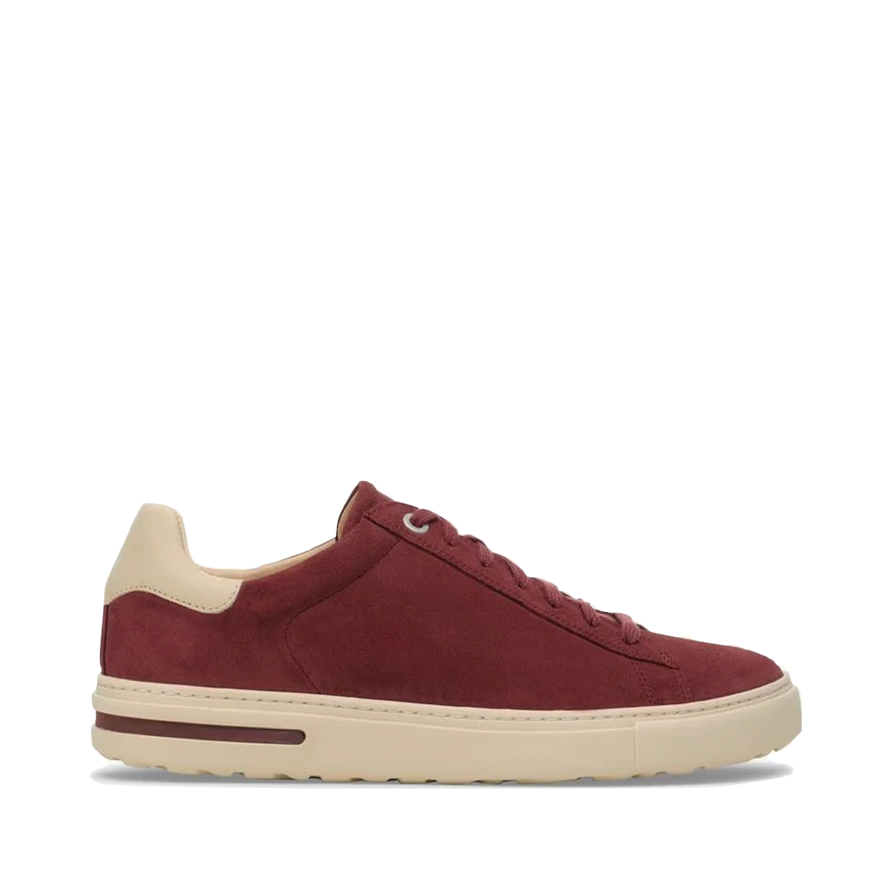 Side (right) view of Birkenstock Bend Low Suede Leather Lace Sneaker for women.
