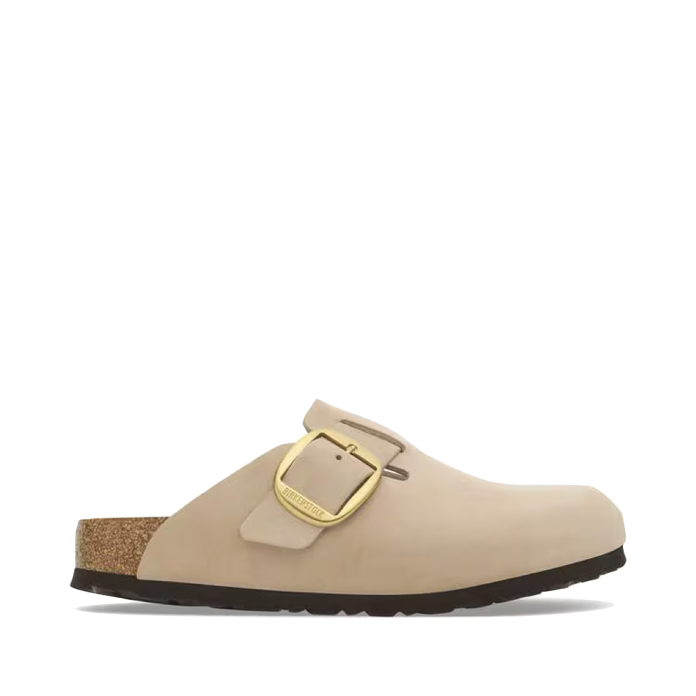 Side (right) view of Birkenstock Boston Big Buckle Clog for women.