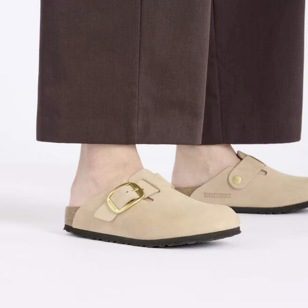 Model view of Birkenstock Boston Big Buckle Clog for women.