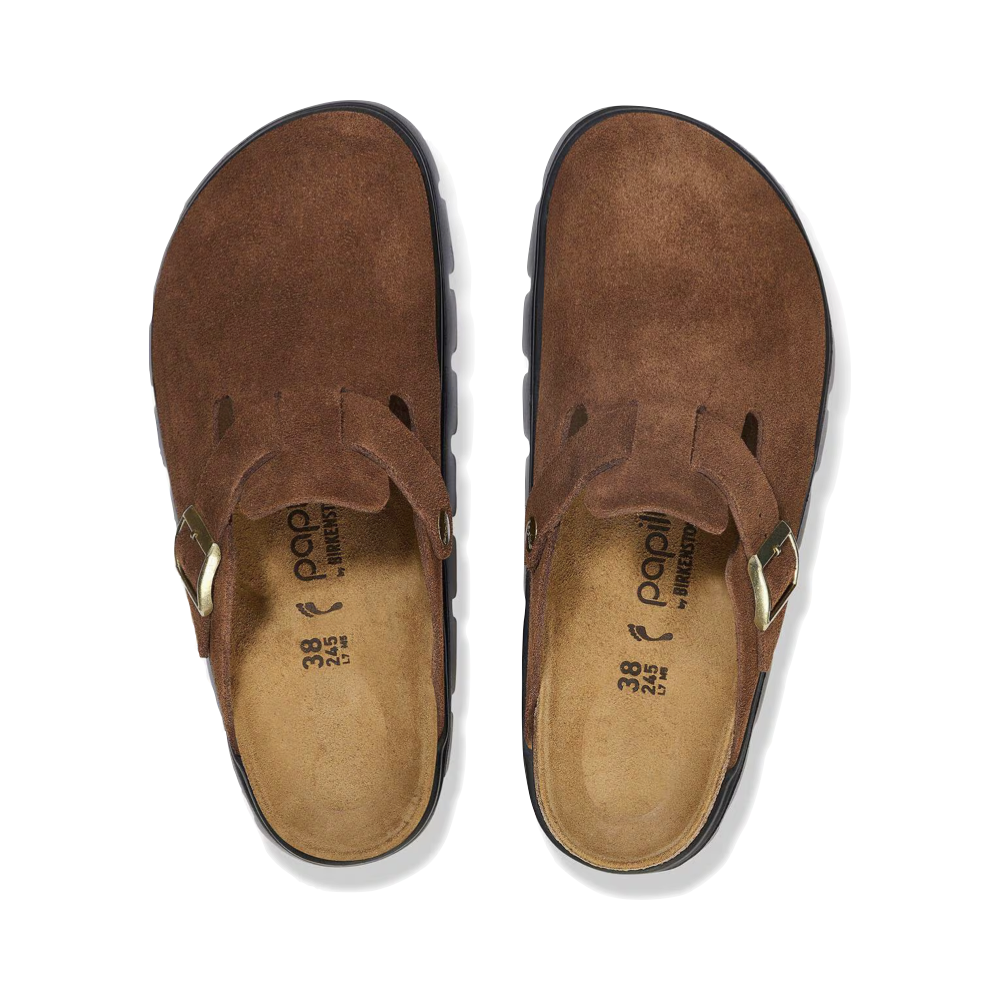 Top-down view of Birkenstock Boston Chunky Suede Leather Clog for women.