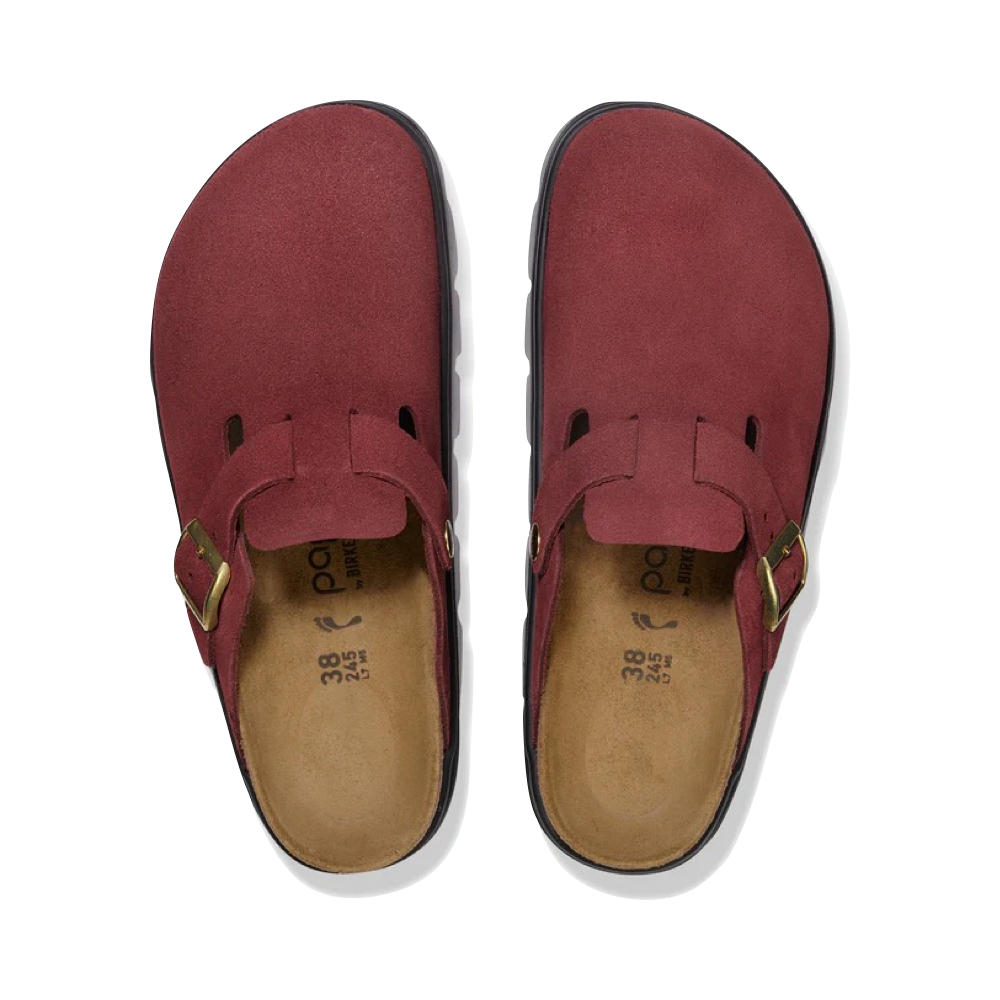 Top-down view of Birkenstock Boston Chunky Suede Leather Clog for women.