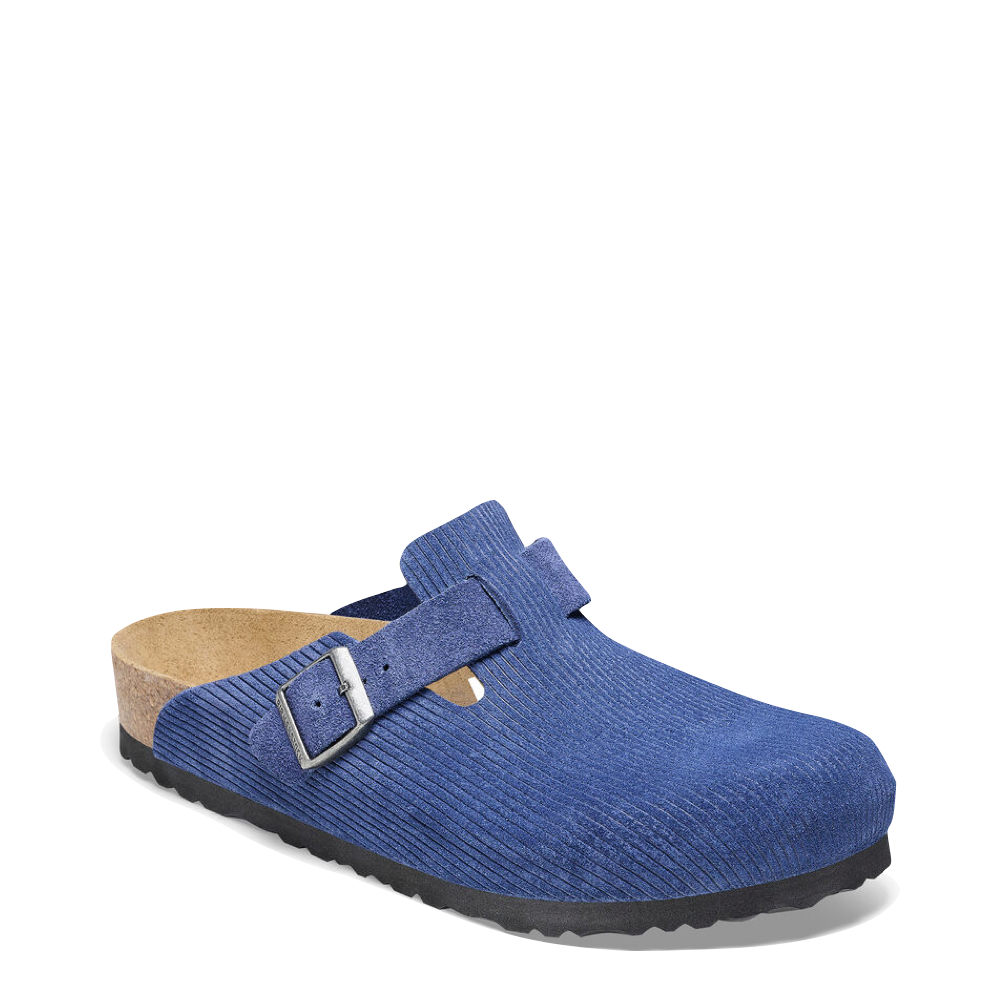 Birkenstock Women's Boston Corduroy Embossed Suede Clog in Indigo Blue