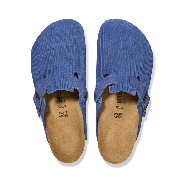 Birkenstock Women's Boston Corduroy Embossed Suede Clog in Indigo Blue