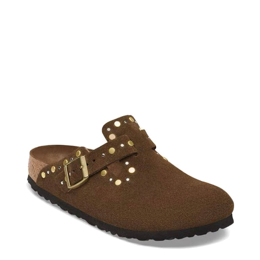 Toe view of Birkenstock Boston Rivets Suede Clog for women.