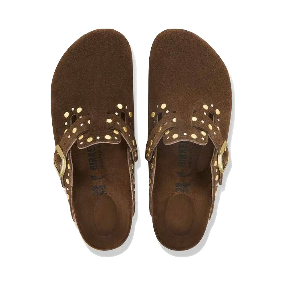 Top-down view of Birkenstock Boston Rivets Suede Clog for women.