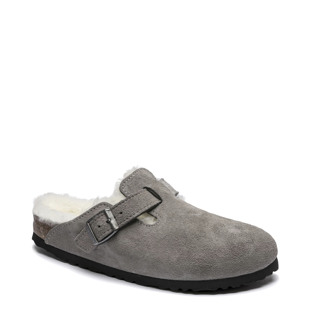 Birkenstock Women's Boston Shearling Clog in Stone Coin Grey