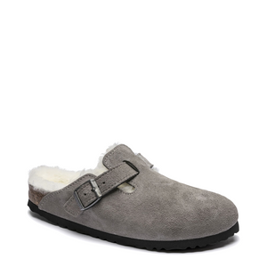 Birkenstock Women's Boston Shearling Clog in Stone Coin Grey