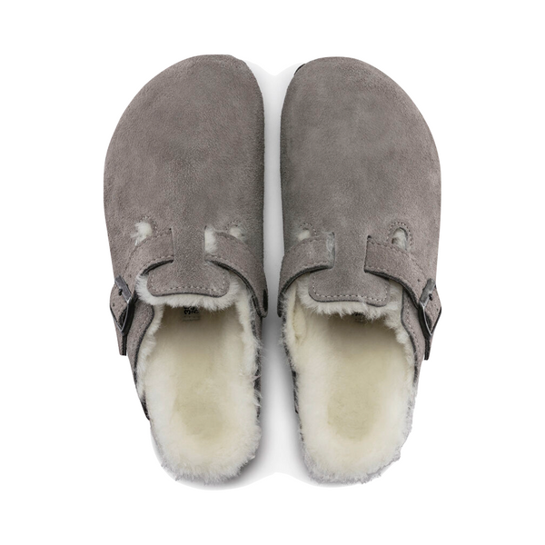 Birkenstock Women's Boston Shearling Clog in Stone Coin Grey