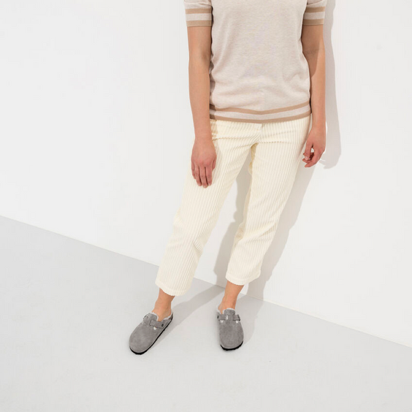 Birkenstock Women's Boston Shearling Clog in Stone Coin Grey