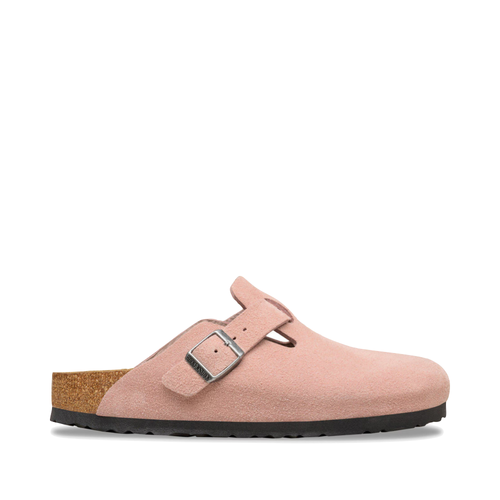 Side (right) view of Birkenstock Boston Suede Leather Clog for women.